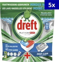 Dreft Platinum Plus All-in-One 150 Stuks (5 X 30 Vaatwastabletten) - Voordeelverpakking