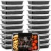 Meal Prep Bakjes - 20 Stuks - 1 Compartiment - Lunchbox - Diepvriesbakjes - Vershoudbakjes - Plastic Bakjes Met Deksel - Magnetron Bakjes Met Deksel - Meal Prep - Vershouddoos - 1L - BPA Vrij - Fitcrafters