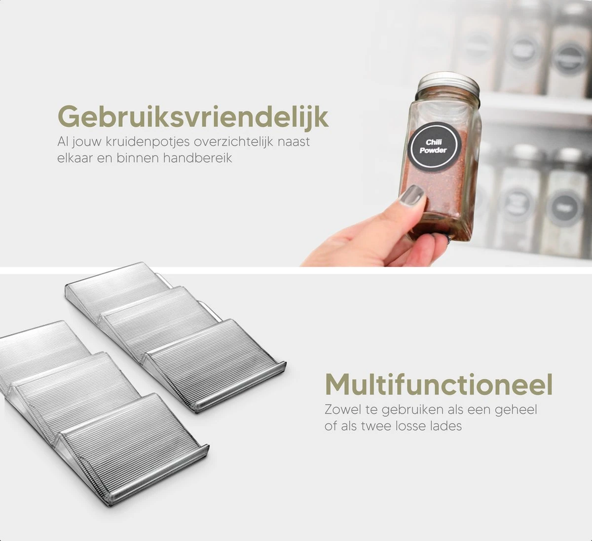 Johannes & Co - 2 Set Kruidenrek Voor Lade - Keuken Organizer - Kruiden Organizer - Afbeelding 3