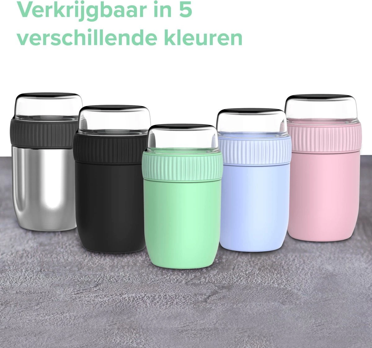 Coninx Thermos Lunchbox - Muesli Beker To Go - Isoleer Lunchpot - Yoghurtbeker To Go - Mueslibeker 840ml (600ml+240ml) - RVS - Afbeelding 12
