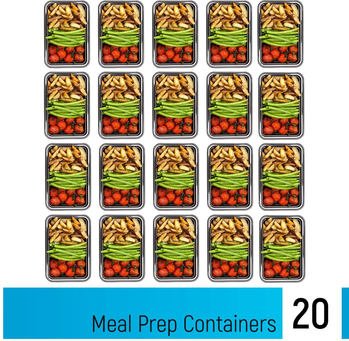 Meal Prep Bakjes - 20 Stuks - 1 Compartiment - Lunchbox - Diepvriesbakjes - Vershoudbakjes - Plastic Bakjes Met Deksel - Magnetron Bakjes Met Deksel - Meal Prep - Vershouddoos - 1L - BPA Vrij - Fitcrafters - Afbeelding 9