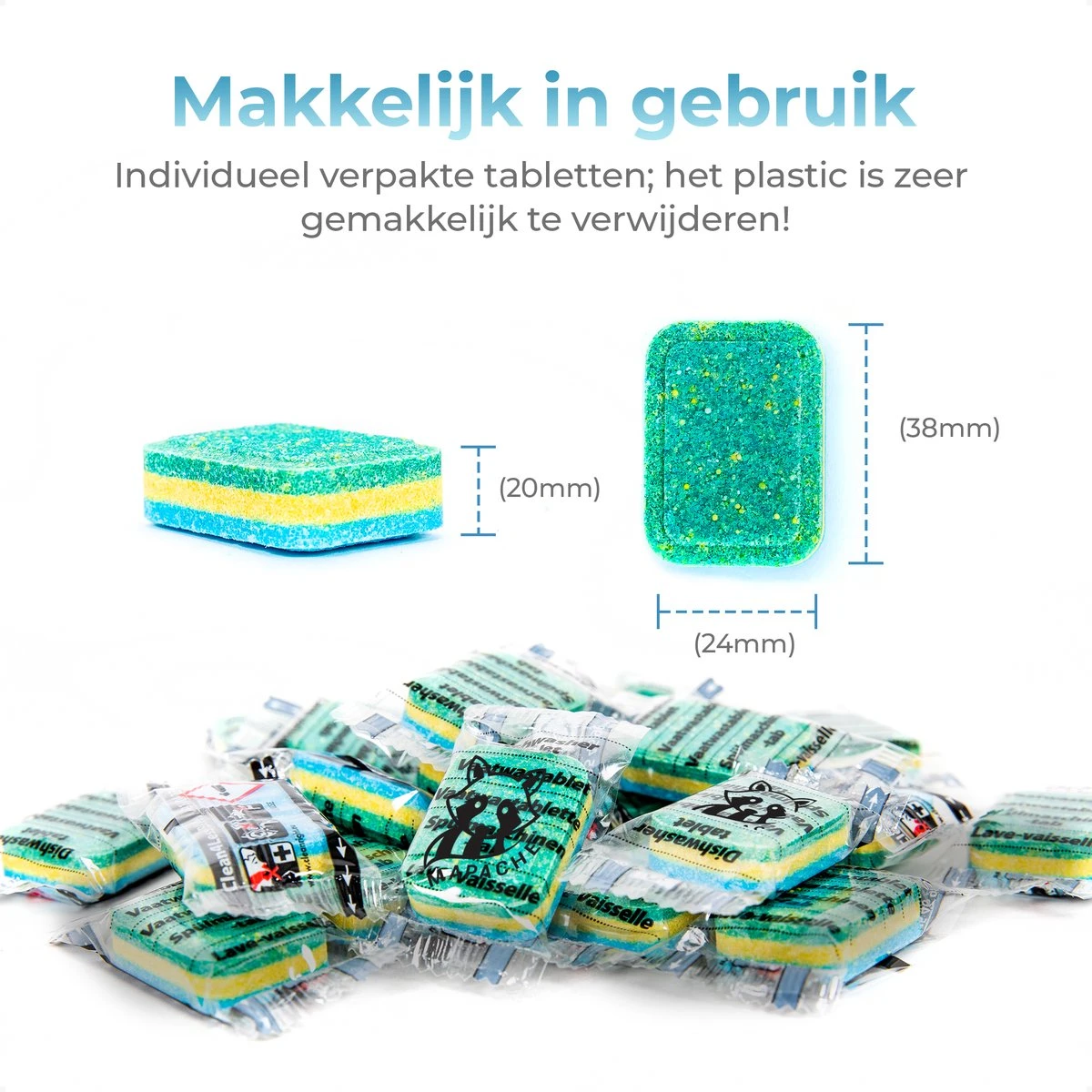 Mapache Vaatwastabletten 500 Stuks - 3 Laags - Voordeelverpakking - Afbeelding 4