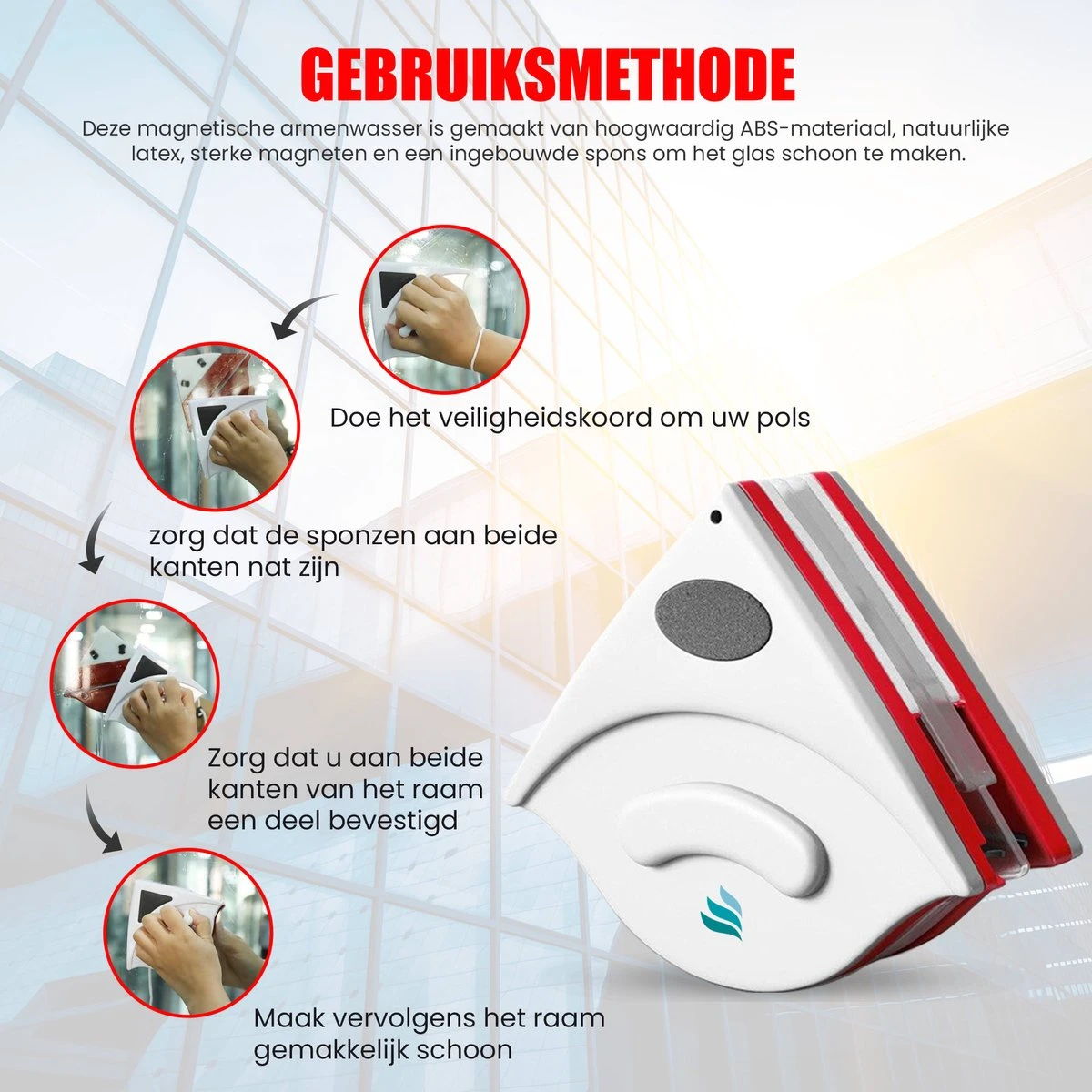 TibaGoods Magnetische Raamwisser Voor Dubbelglas - Ruitenreiniger - Ramenwasser - Magneet Ruitenwisser - Afbeelding 3