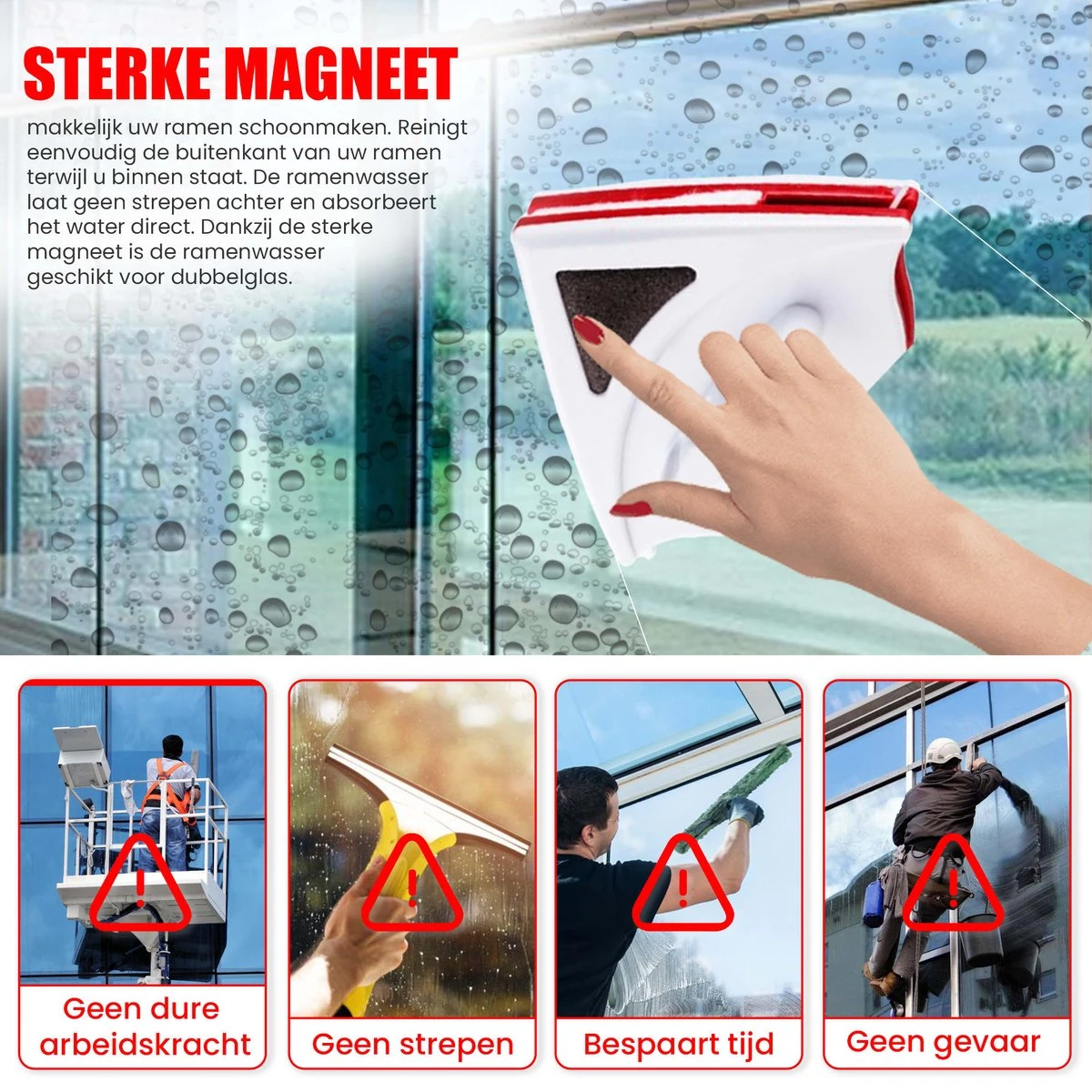 TibaGoods Magnetische Raamwisser Voor Dubbelglas - Ruitenreiniger - Ramenwasser - Magneet Ruitenwisser - Afbeelding 8