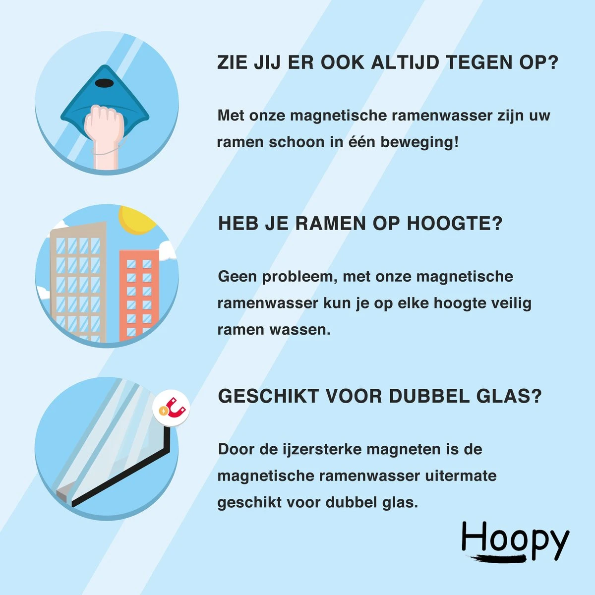 Hoopy Pro™ Magnetische Raamwasser - Magnetische Raamwasser Voor Dubbel Glas - Ruitenreiniger - Ramenwasser - Afbeelding 8