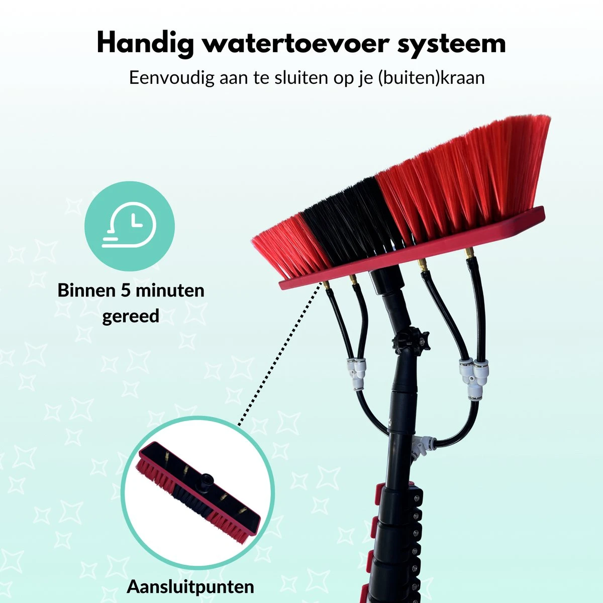 Cleanlix Telescoopsteel Met Borstel - Met Waterdoorvoer - Telescopische Wasborstel - Ramenwassen - Uitschuifbaar Tot 7,2 Meter - Afbeelding 8