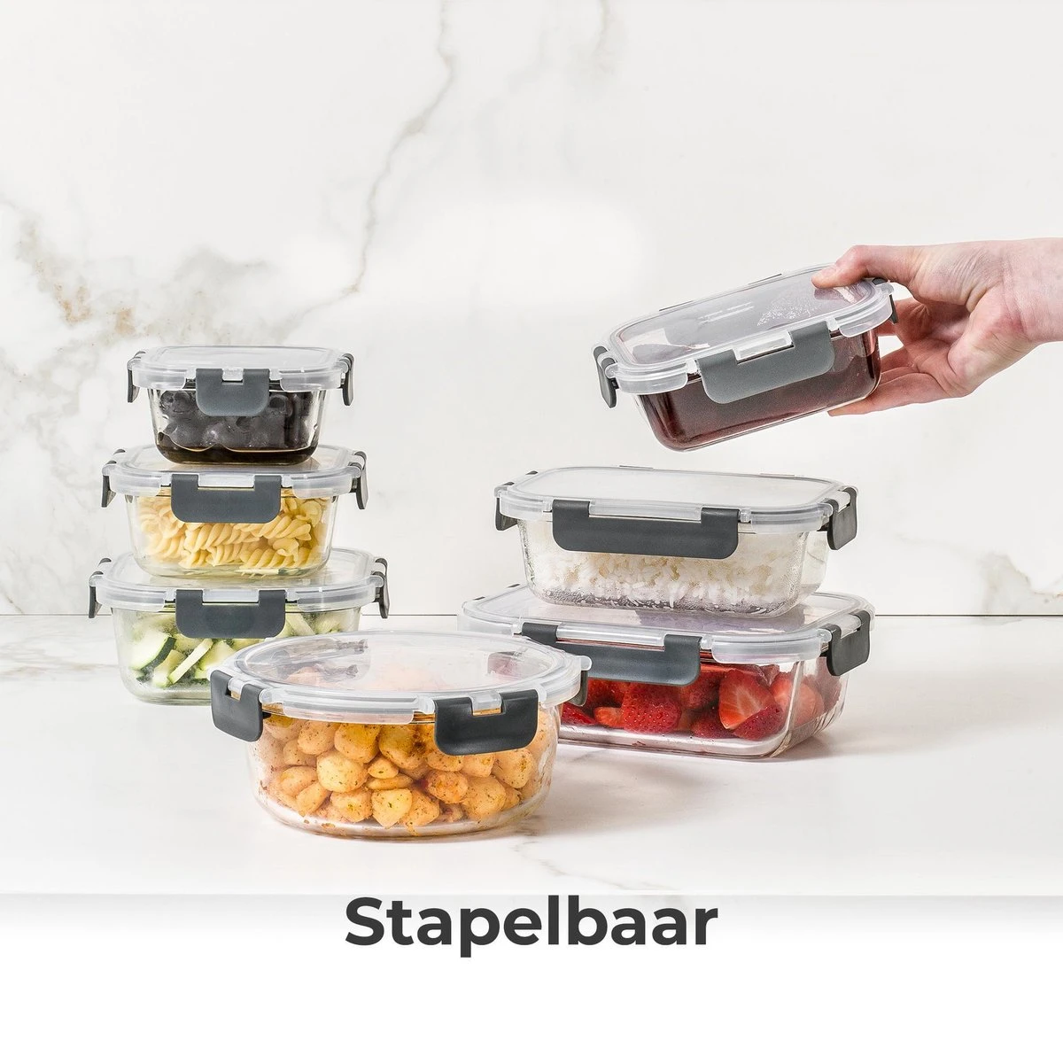 Vershoudbakjes - Meal Prep Bakjes - Diepvriesbakjes - Vershouddoos - Vershoudbakjes Set - Glas - 12 Stuks - BPA Vrij - Stosh - Afbeelding 6
