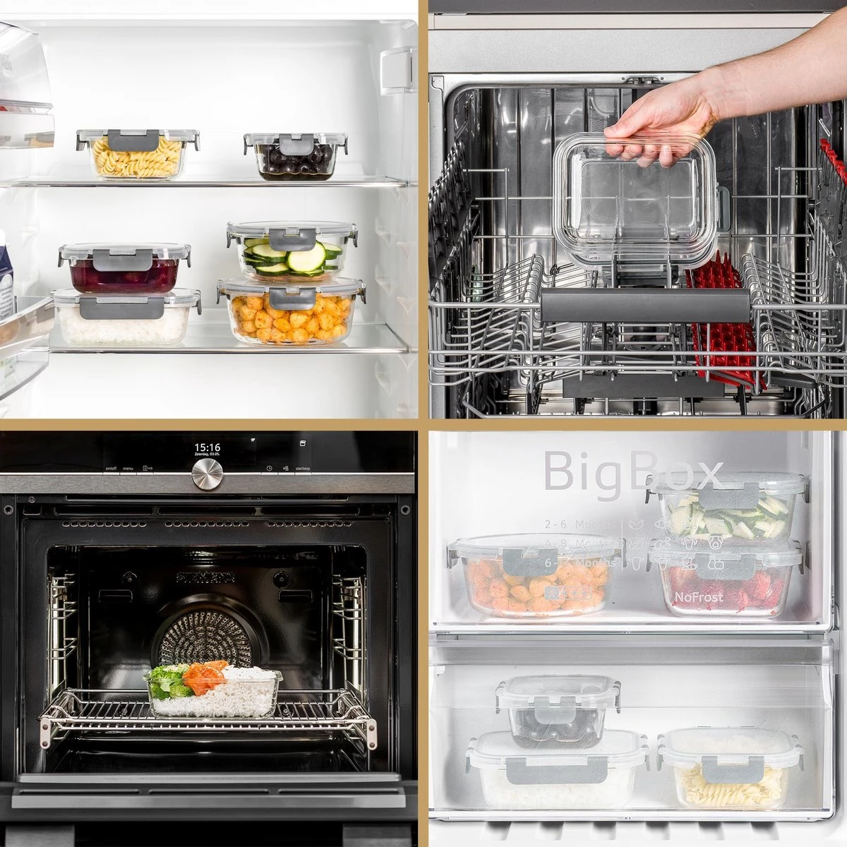 Vershoudbakjes - Meal Prep Bakjes - Diepvriesbakjes - Vershouddoos - Vershoudbakjes Set - Glas - 12 Stuks - BPA Vrij - Stosh - Afbeelding 9