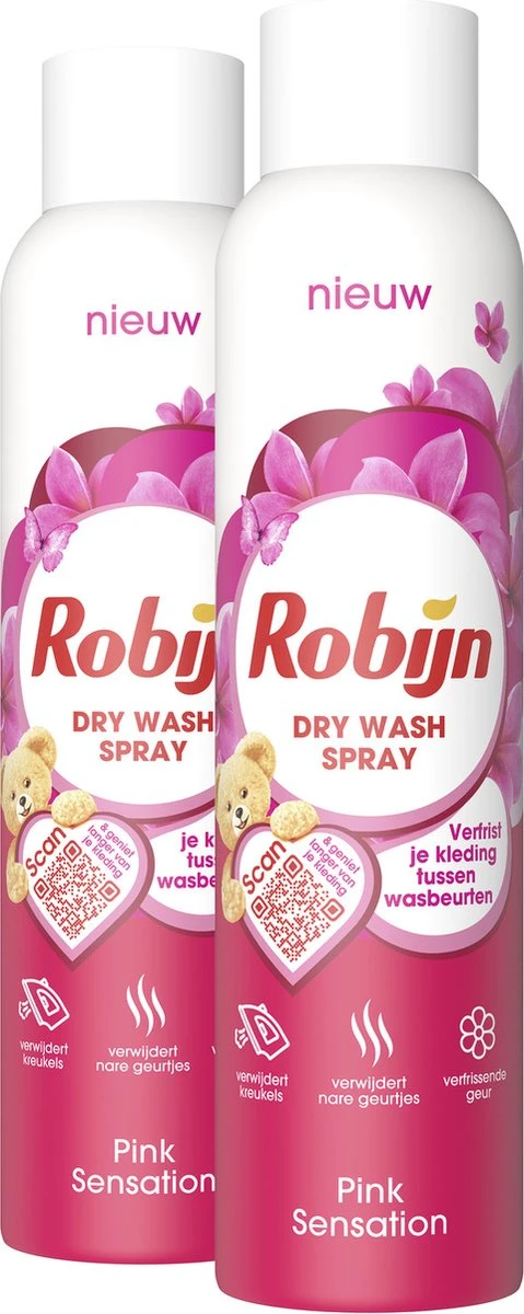Robijn Pink Sensation Dry Wash Spray - 2 X 200 Ml - Voordeelverpakking - Afbeelding 2