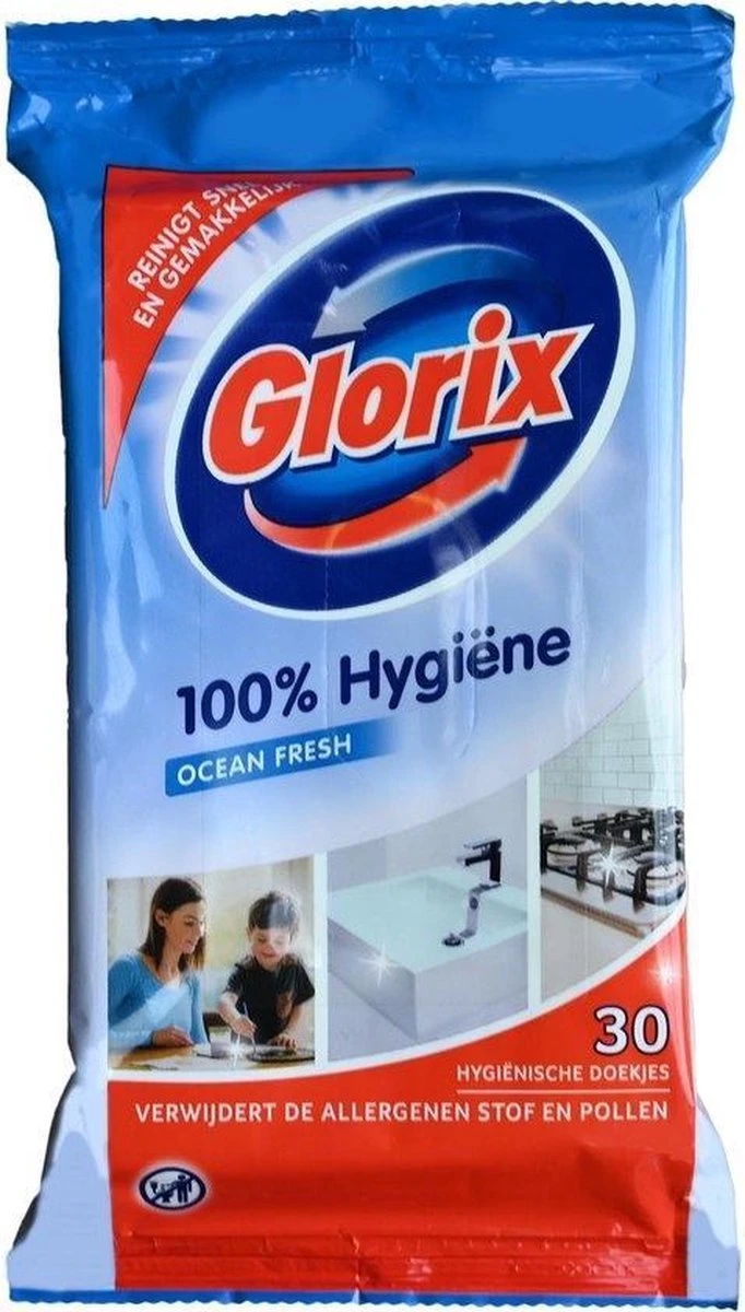 Glorix Doekjes Ocean - 100% Hygiene - 6 X 30 = 180 Vochtige Schoonmaakdoekjes - Afbeelding 3