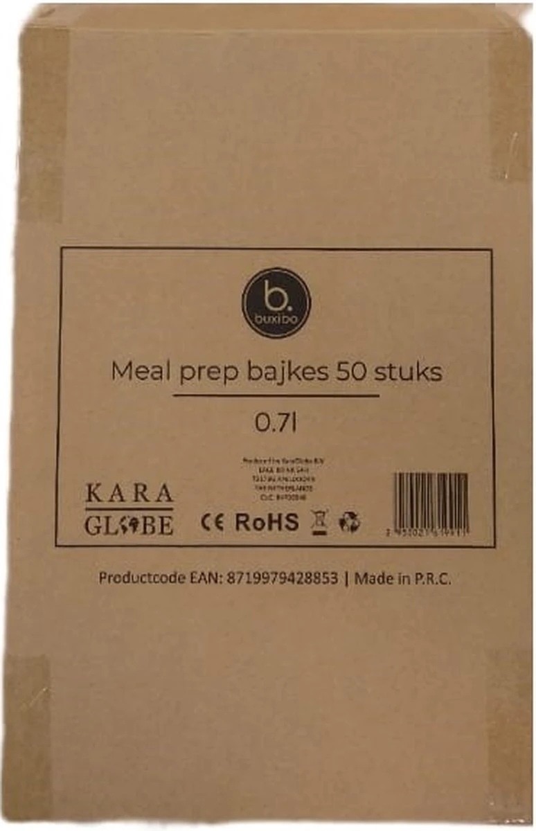 Buxibo - 50 Meal Prep Bakjes - Salade/Lunch Box - Diepvriesbakjes - Vershoudbakjes - Plastic Bakjes Met Deksel - Vershouddoos - Magnetron Vaatwasser Bestendig - 24 Oz/0.7 Liter Inhoud - Herbruikbaar - Kunststof - BPA Vrij - Zwart - Afbeelding 4