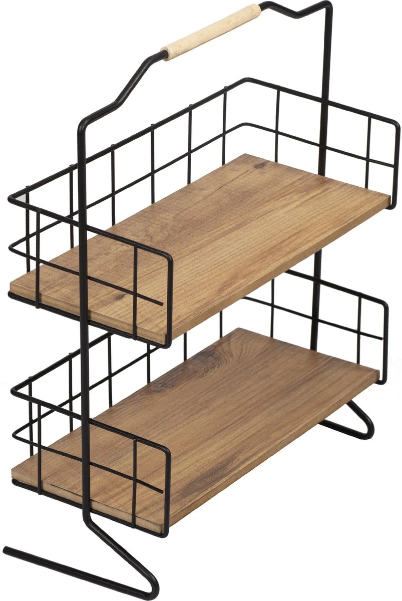 Metalen Keuken Etagere 2 Laags Van Naturn Living | Keuken Opbergrek | Kruidenpotjes Rek | Kruiden Organizer | Keuken Rek Specerijen | Mat Zwart