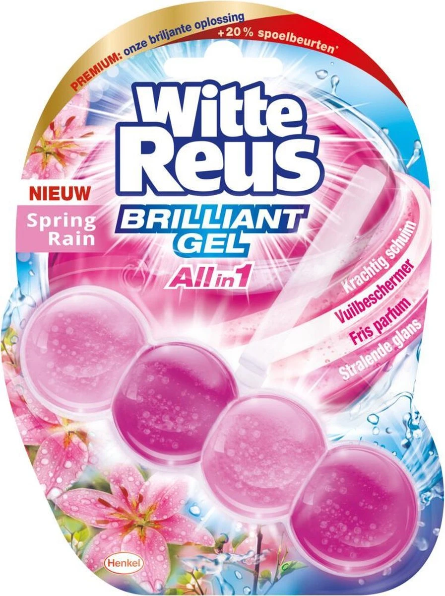 Witte Reus Brilliant Gel Allin1 Toiletblok - Spring Rain - WC Blokjes Voordeelverpakking - 11 Stuks - Afbeelding 3