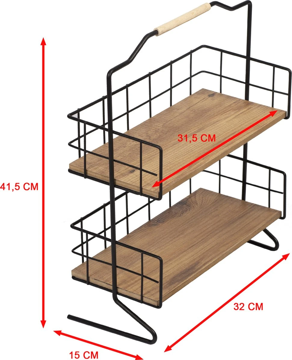 Metalen Keuken Etagere 2 Laags Van Naturn Living | Keuken Opbergrek | Kruidenpotjes Rek | Kruiden Organizer | Keuken Rek Specerijen | Mat Zwart - Afbeelding 7